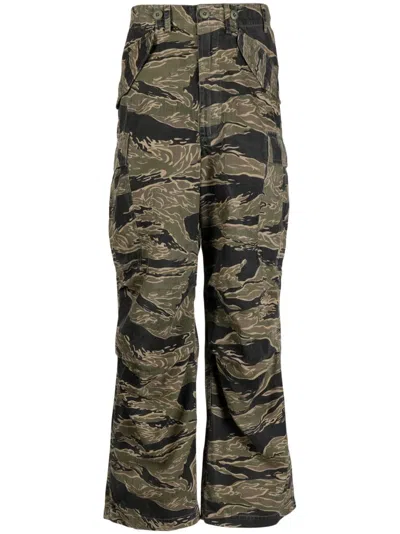 Maharishi Camouflage-print Loose-fit Trousers In Green