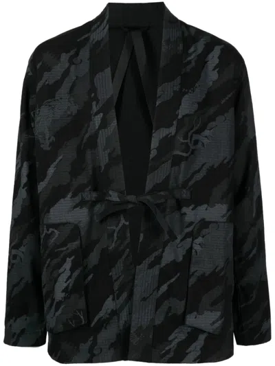 Maharishi Camouflage-print Reversible Kimono In Schwarz