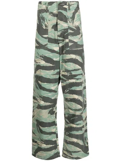 Maharishi Camouflage-print Straight-leg Trousers In Green