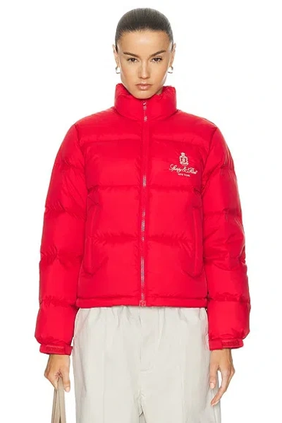 Sporty And Rich Vendome Puffer Jacket In Sports Red & Cream