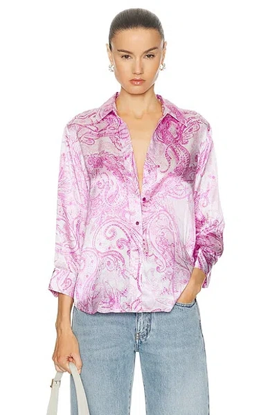 L Agence Dani Silk Blouse In Lilac Snow Decorated Paisley