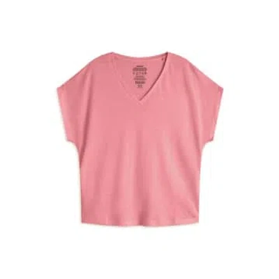 Ecoalf Arenda V Neck Linen T Shirt In Pink