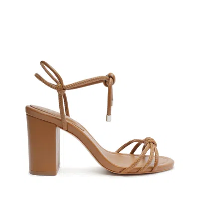 Schutz Kate High Block Leather Sandal In Brown