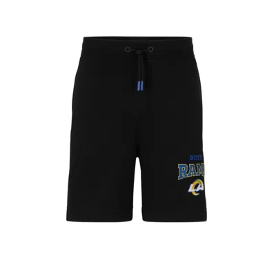 Hugo Boss Boss X Nfl Cotton-terry Shorts With Collaborative Branding In Rams