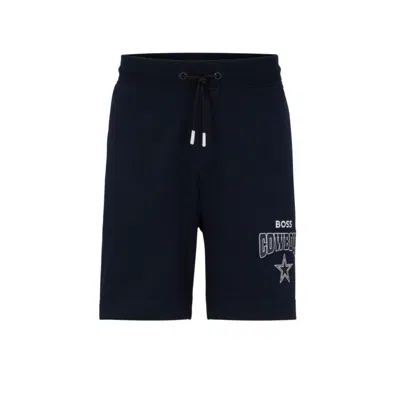 Hugo Boss Boss X Nfl Cotton-terry Shorts With Collaborative Branding In Cowboys