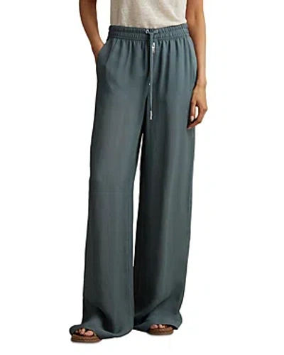 Reiss Cameilla - Blue Drawstring Zip-front Wide Leg Trousers, Us 6