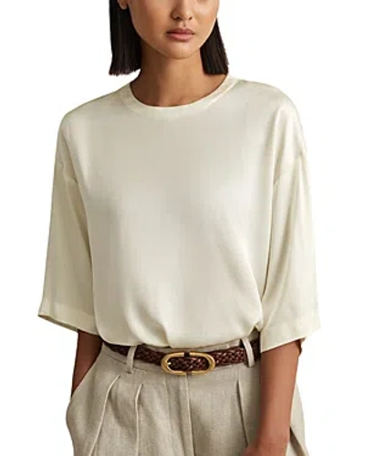 Reiss Anya - Ivory Relaxed Satin Blouse, Us 6