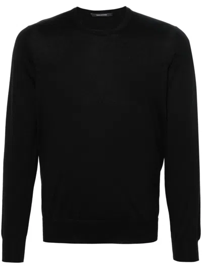 Tagliatore Cable-knit Virgin-wool Jumper In Black  