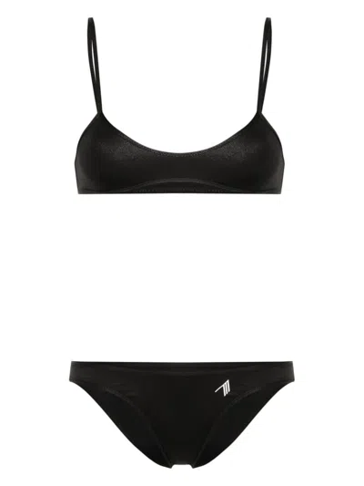 Attico Wet Effect Lycra Bikini Set In Black  