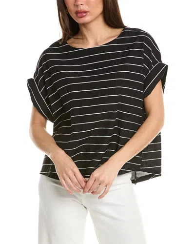 Luxe Always Striped Boxy Top In Black