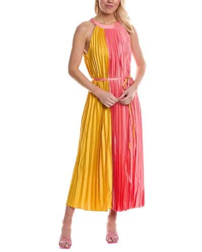 Crosby By Mollie Burch June Sleeveless Maxi Pleated Dress In Golden Hour Colorblock In Orange