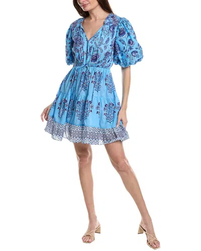 Garrie B Puff Sleeve Mini Dress In Blue