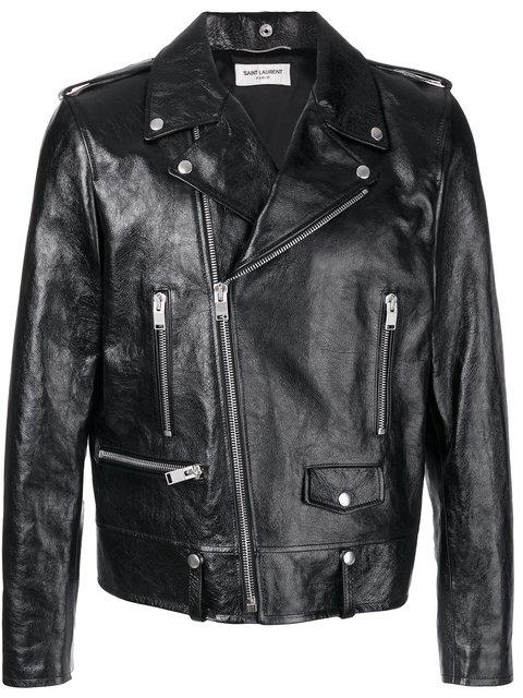 Saint Laurent Black Leather Classic L01 Motorcycle Jacket | ModeSens