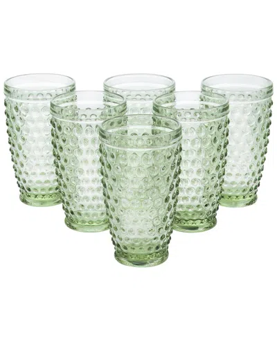 Martha Stewart 6pc Hobnail Handmade Glass Tumbler Set In Green