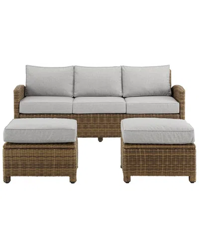 Crosley Bradenton 3pc Outdoor Wicker Sofa Set In Gray