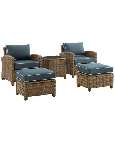 Crosley Bradenton 5pc Outdoor Wicker Chair Set In Navy