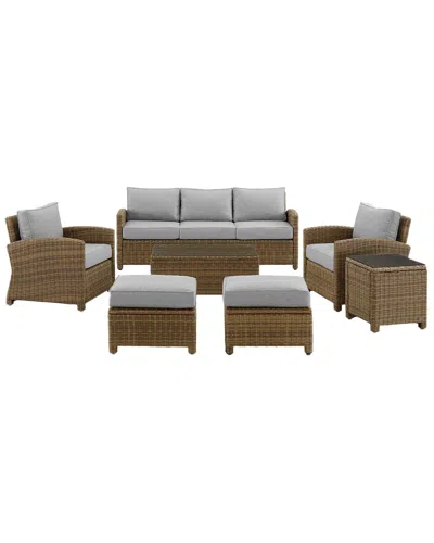 Crosley Bradenton 7pc Outdoor Wicker Sofa Set In Gray