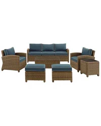 Crosley Bradenton 7pc Outdoor Wicker Sofa Set In Navy