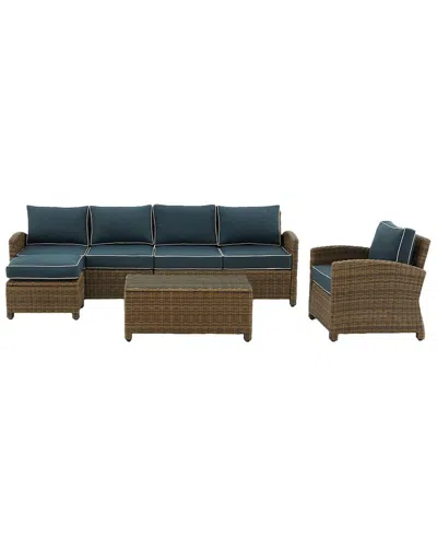 Crosley Bradenton 5pc Outdoor Wicker Sectional Set In Navy