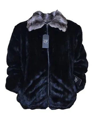 Pre-owned Handmade Man's Real Mink Fur Bomber Jacket Coat All Sizes With Real Chinchilla Fur Collar In Brown