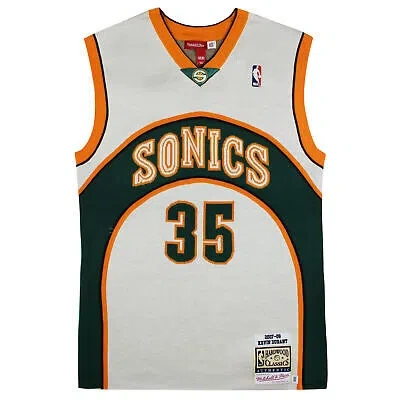 Pre-owned Mitchell & Ness X Clot M&n Seattle Supersonics Knitted Kevin Durant Jersey In White