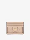Gucci Matelassé Leather Gg Card Holder In Pink