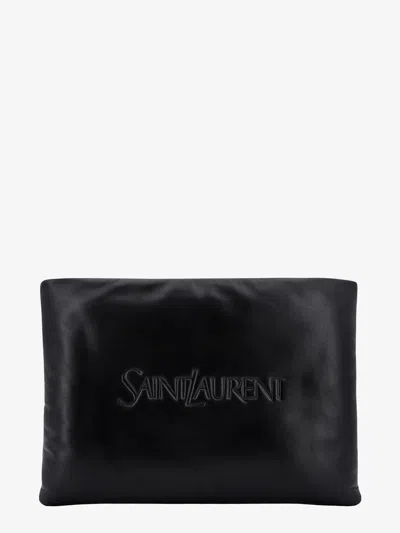 Saint Laurent Leather Clutch Bag In Black