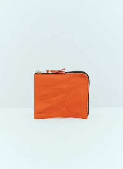 Comme Des Garçons Washed Leather Wallet In Orange