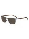 Hugo Boss Men's Boss1635s 57mm Rectangular Sunglasses In Matte Ruthenium Brown