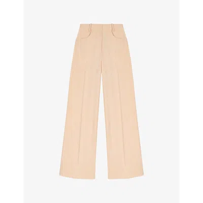 Maje Womens Jaunes / Oranges Pressed-crease Wide-leg Mid-rise Woven Trousers
