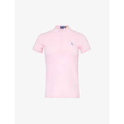 Polo Ralph Lauren Womens Carmel Pink Julie Logo-embroidered Stretch-cotton Polo Shirt