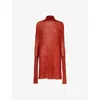 Rick Owens Womens Cardinal Red Relaxed-fit Semi-sheer Wool Shroud In Brown