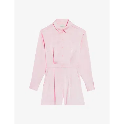 Claudie Pierlot Womens Roses Jaida Collared Satin Playsuit