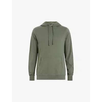 Allsaints Mens Valley Green Brace Logo-embroidered Cotton Hoody