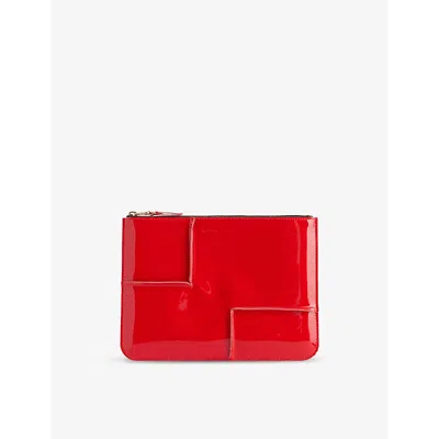 Comme Des Garçons Comme Des Garcons Womens Red Exposed-seam Leather Wallet
