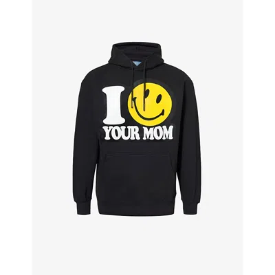 Market Mens Black Smiley Your Mom Graphic-print Cotton-jersey Hoody