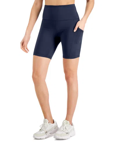 Id Ideology Women's Compression 7" Bike Shorts, Created For Macy's In Indigo Sea