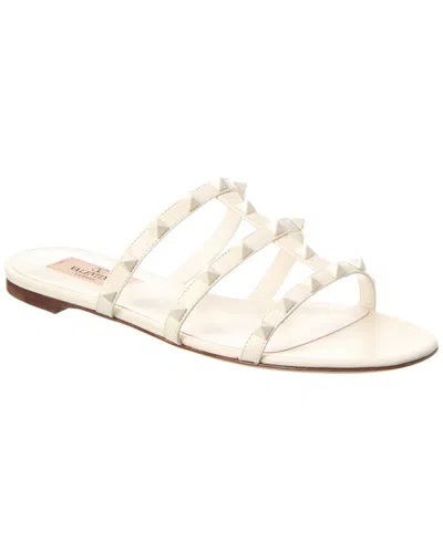 Valentino Garavani Rockstud Caged Leather Sandal In White