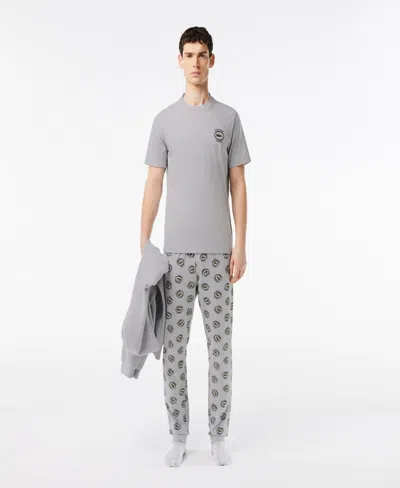 Lacoste Men's Stretch Jersey Pajama Set - Xl In Silver Chine,multico