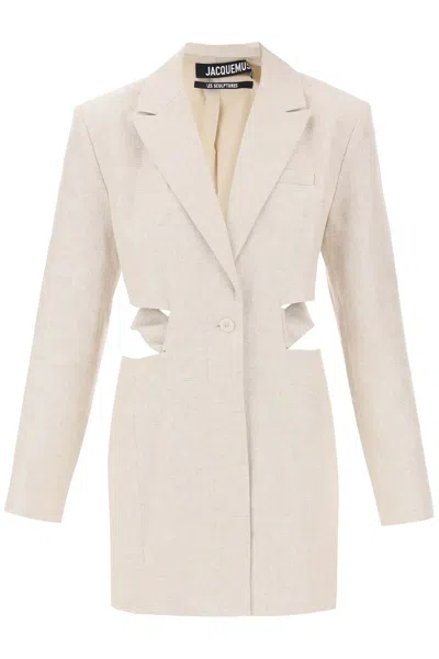 Jacquemus 'la Dressing Gown Bari' Mini Dress In Beige