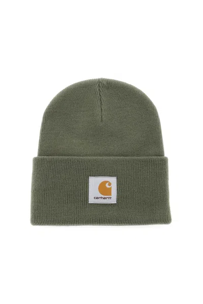 Carhartt Beanie Hat With Logo Patch In Verde
