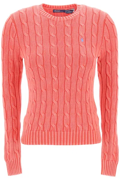Polo Ralph Lauren Cotton Cable Knit Pullover Sweater In Rosa