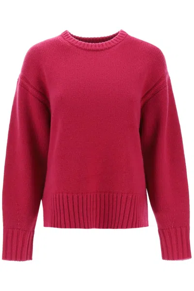 Guest In Residence Crew Neck Sweater In Cashmere In Fuxia