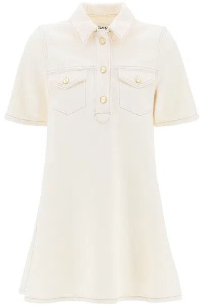 Ganni + Net Sustain Organic Denim Mini Dress In White