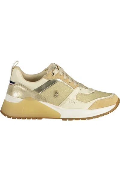 U.s. Polo Assn Gold Polyester Trainer In Yellow