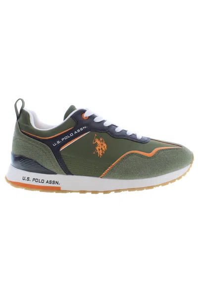 U.s. Polo Assn Green Polyester Trainer In Multi
