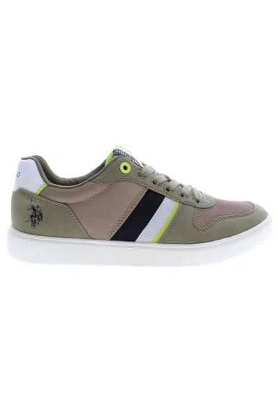 U.s. Polo Assn Green Polyester Trainer In Neutral