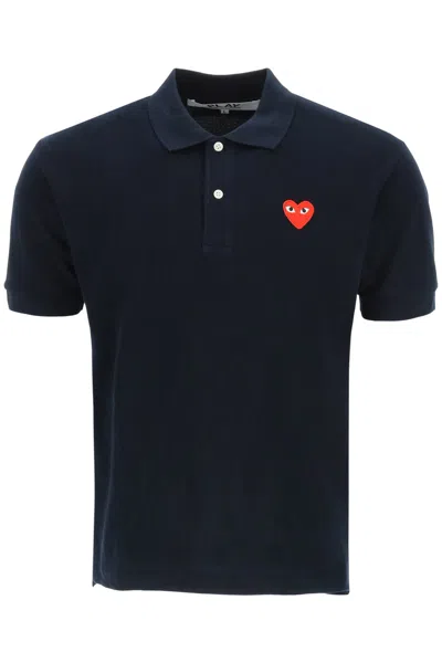 Comme Des Garçons Play Heart Polo Shirt In Blu