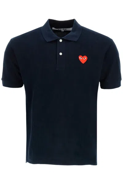 Comme Des Garçons Play Heart Polo Shirt In Black