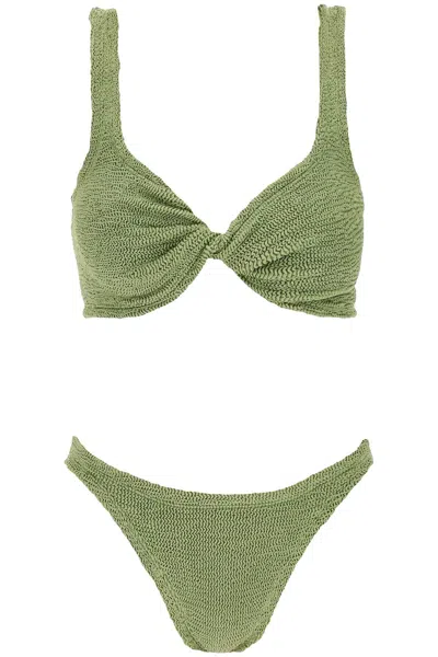 Hunza G Juno Metallic-effect Bikini Set In Verde